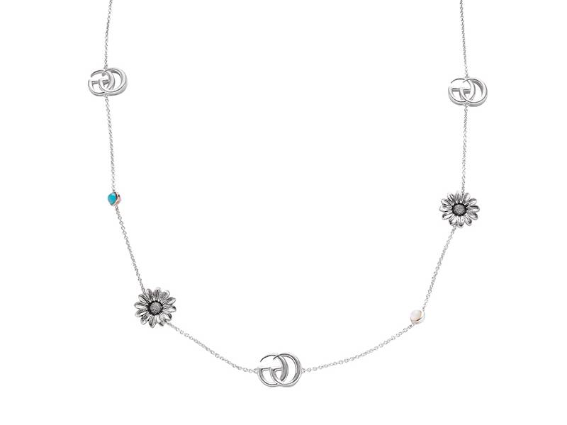 LONG NECKLACE WITH FLOWERS AND DOUBLE G GG MARMONT GUCCI YBB52740200100U